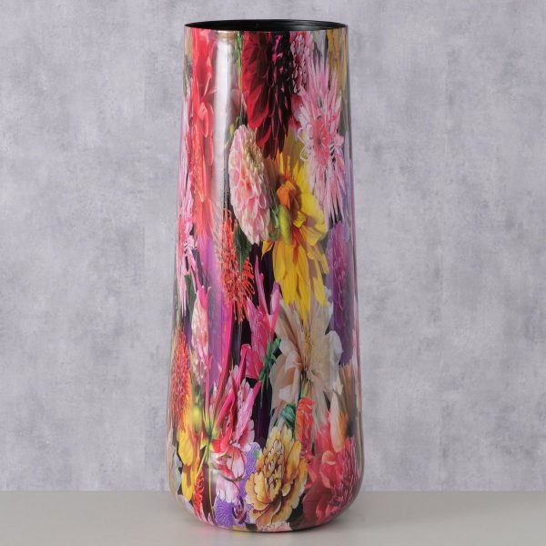 ΒΑΖΟ ΣΧΕΔΙΟ Opulent, Floral, H50cm D20cm ΜΑΥΡΟ ΜΕΤΑΛΛΟ