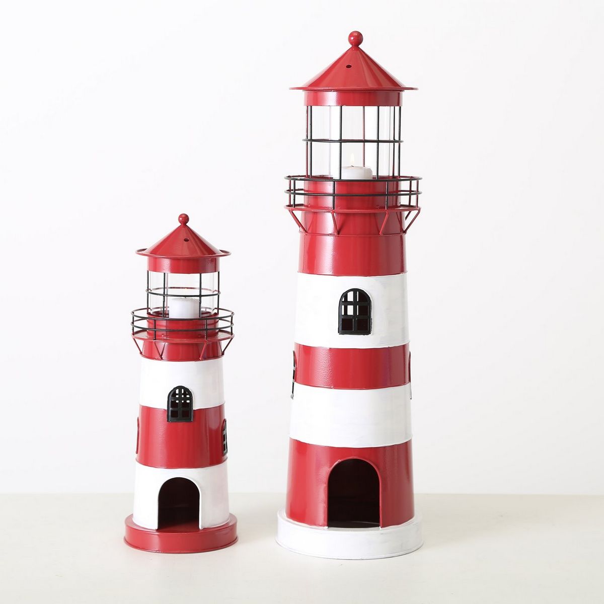 ΦΑΡΟΣ Set/2 Leuchtturm ΚΟΚΚΙΝΟ ΛΕΥΚΟ H42/64cm