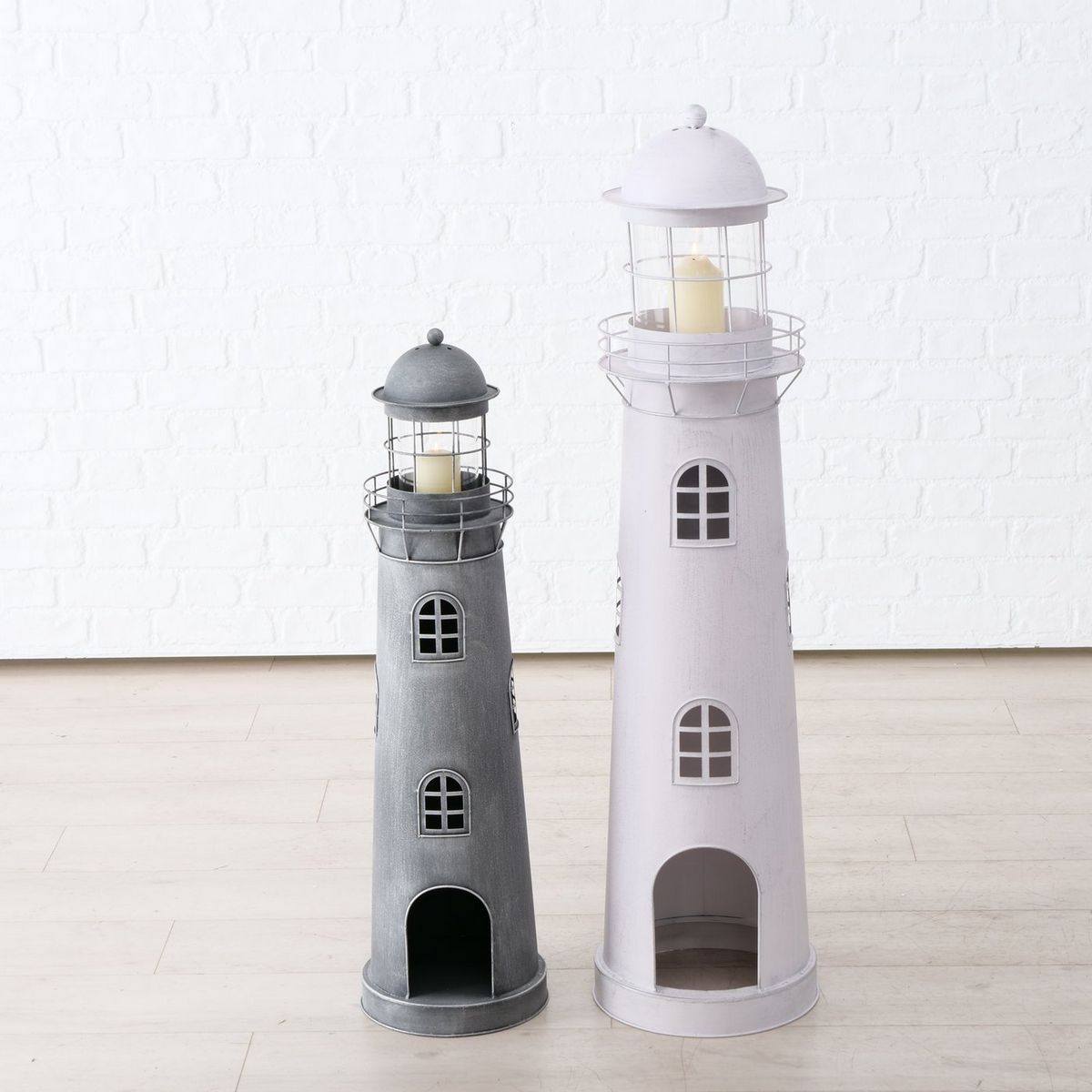 ΦΑΡΟΣ Set/2 Sylt ΓΚΡΙ ΛΕΥΚΟ H90/117cm