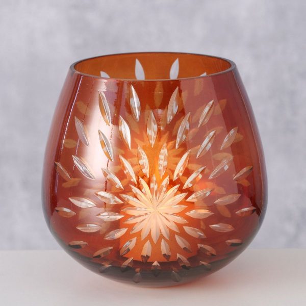 ΚΗΡΟΠΗΓΙΟ Matahari H10cm,  D10cm ΚΑΦΕ ΓΥΑΛΙ lacquered