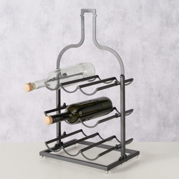 ΚΑΒΑ  ΚΡΑΣΙΟΥ Botella, 31Χ22Χ55cm, ΜΑΥΡΟ ΜΕΤΑΛΛΟ