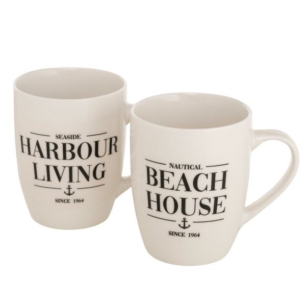 ΚΟΥΠΑ 2/ass BEACH HOUSE Nautic, ΛΕΥΚΟ ΜΑΥΡΟ 350ml, Dishwasher proof