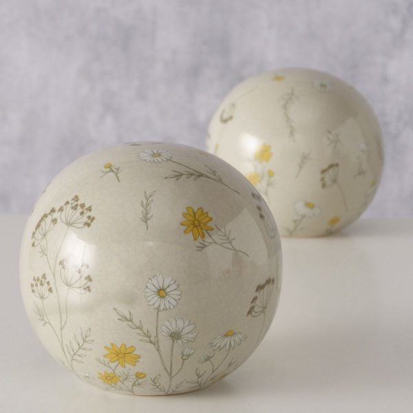 ΜΠΑΛΑ 2/ass ΣΧΕΔΙΟ Meadow, ΕΚΡΟΥ H8cm D12cm, Floral, ΚΡΑΚΕΛΕ ΚΕΡΑΜΙΚΟ