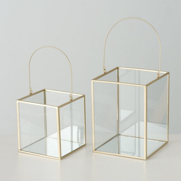 ΚΗΡΟΠΗΓΙΟ ΓΥΑΛΙΝΟ Set/2 Malta H14-19 cm ΧΡΥΣΟ ΤΕΤΡΑΓΩΝΟ ΜΕΤΑΛΛΟ