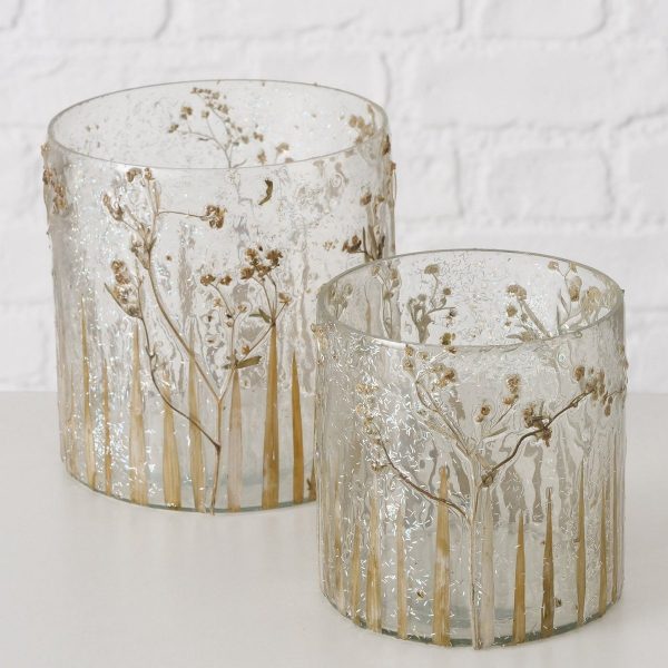 ΚΗΡΟΠΗΓΙΟ Set/2 Kuilill H10-13cm Floral ΓΥΑΛΙ