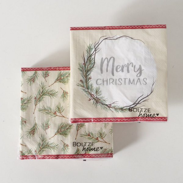 ΧΑΡΤΟΠΕΤΣΕΤΕΣ Charlene 20τμχ ΣΧΕΔΙΟ MERRY CRISTMAS ΚΛΑΔΙ ΕΛΑΤΟ  ΕΚΡΟΥ ΠΡΑΣΙΝΟ ΚΟΚΚΙΝΟ ΧΑΡΤΙ