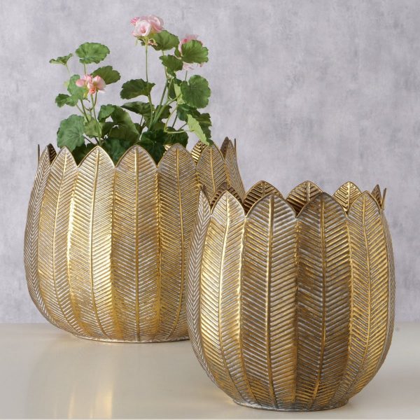 ΚΑΣΠΩ Set/2 Robinson, ΧΡΥΣΟ ΑΝΤΙΚΕ H32/36cm D27/36cm ΜΕΤΑΛΛΟ