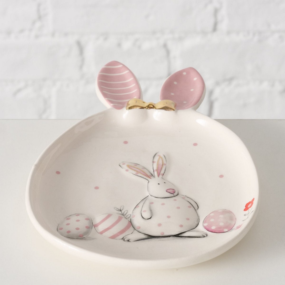 ΠΙΑΤΕΛΑ Malou ΛΑΓΟΣ ΡΟΖ ΛΕΥΚΟ ΚΕΡΑΜΙΚΟ 21x14x2cm Dishwasher proof