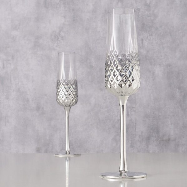 ΠΟΤΗΡΙ ΣΑΜΠΑΝΙΑ 2ΤΕΜ Crystal  H25cm D6,5cm ΑΣΗΜΙ ΜΕΤΑΛΛΙΚΟ, ΓΥΑΛΙ
