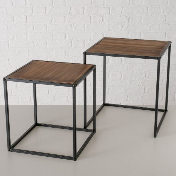 ΤΡΑΠΕΖΙ Set/2 ΣΑΛΟΝΙΟΥ Lagos  35Χ35Χ38cm, 40Χ40Χ43cm, MDF, Iron  ΜΕΤΑΛΛΟ