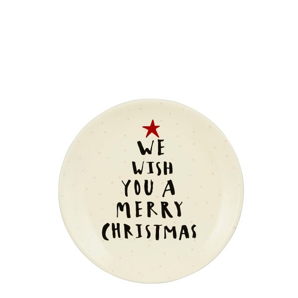 ΠΙΑΤΟ  merry christmas ΛΕΥΚΟ Η2,5 d20cm ΚΕΡΑΜΙΚΟ