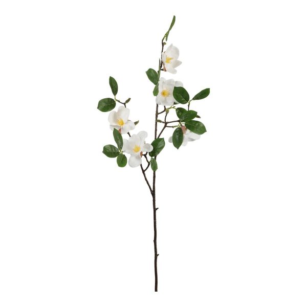 ΜΑΝΟΛΙΑ  x 5 ΑΝΘΗ ΚΛΑΔΙ ΛΕΥΚΟ 95cm ΣΥΝΘΕΤΙΚΟ