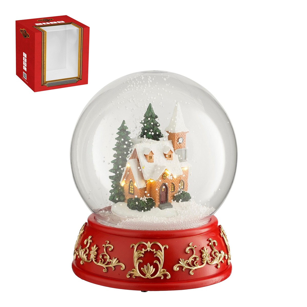 ΧΙΟΝΟΜΠΑΛΑ christmas ΕΚΚΛΗΣΙΑ battery operated - h24xd20cm