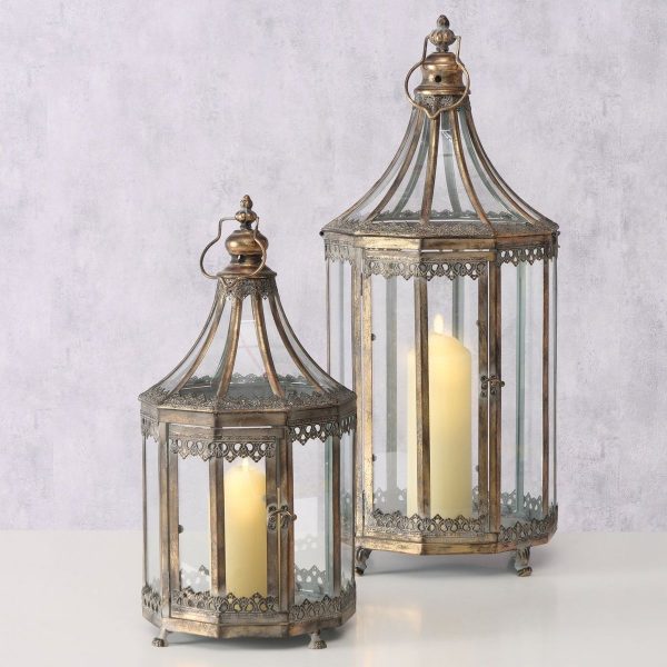 ΦΑΝΑΡΙ SET/2 Kyros H54-76 cm,W 25-31,5 cm, L 26,5-33 cm ΜΕΤΑΛΛΙΚΟ ΚΑΦΕ ΑΝΤΙΚΕ
