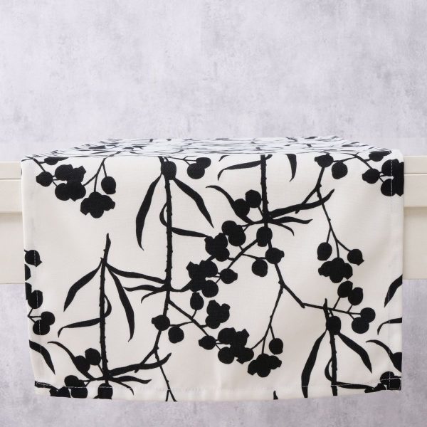 ΤΡΑΒΕΡΣΑ Berries L 140X40cm ΛΕΥΚΗ ΜΕ ΜΑΥΡΑ ΑΝΘΗ