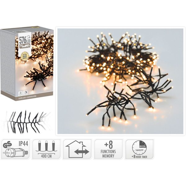 ΦΩΤΑΚΙΑ CLUSTER 576 LED EXTRA WARM WHITE  4,20 ΜΕΤΡΑ , ΛΑΜΠΑ 3mm  IP 44  ADAPTOR 8 ΛΕΙΤΟΥΡΓΙΕΣ CONTROLLER TIMER,3 ΜΕΤΡΑ