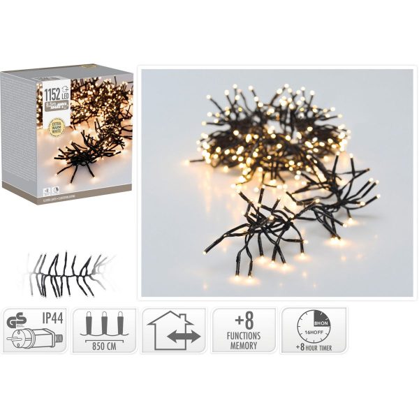 ΦΩΤΑΚΙΑ CLUSTER 1152 LED EXTRA WARM WHITE ,8,40 ΜΕΤΡΑ   IP 44 ΛΑΜΠΑ 3mm  ADAPTOR 8 ΛΕΙΤΟΥΡΓΙΕΣ CONTROLLER TIMER,3 ΜΕΤΡΑ