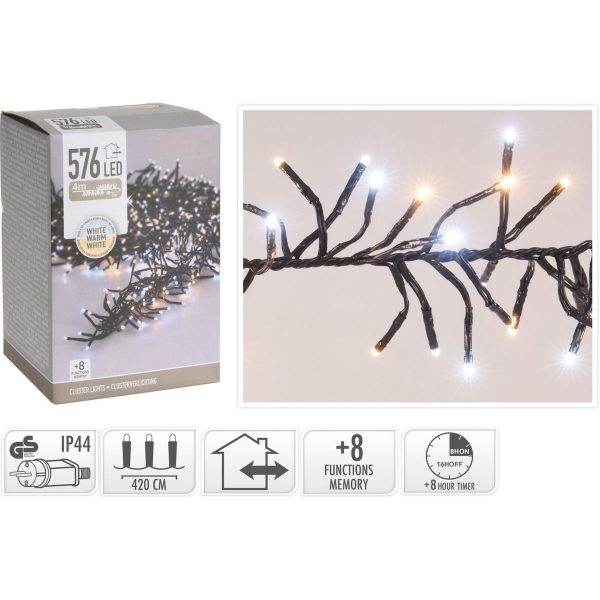 ΦΩΤΑΚΙΑ TREECLUSTER 576 LED WHITE/ WARM , 4,2 ΜΕΤΡΑ   IP 44 ΛΑΜΠΑ 3mm  ADAPTOR 8 ΛΕΙΤΟΥΡΓΙΕΣ CONTROLLER TIMER,3 ΜΕΤΡΑ ΜΑ