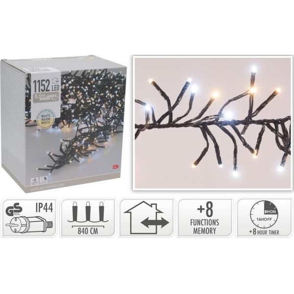 ΦΩΤΑΚΙΑ TREECLUSTER 1152 LED WHITE/ WARM   8,4 ΜΕΤΡΑ   IP 44 ΛΑΜΠΑ 3mm  ADAPTOR 8 ΛΕΙΤΟΥΡΓΙΕΣ CONTROLLER TIMER,3 ΜΕΤΡΑ Μ