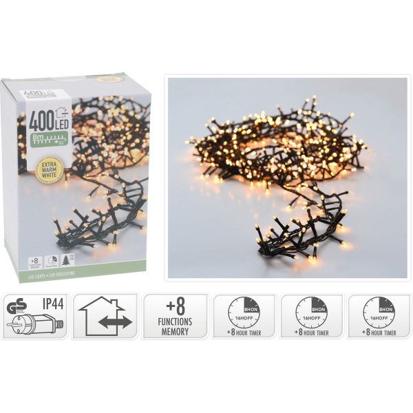 ΦΩΤΑΚΙΑ SNAKE 400 LED EXTRA WARM WHITE , 5,00 ΜΕΤΡΑ  IP 44  ΛΑΜΠΑ 5 mm ADAPTOR 8 ΛΕΙΤΟΥΡΓΙΕΣ CONTROLLER TIMER, 3 ΜΕΤΡΑ Π