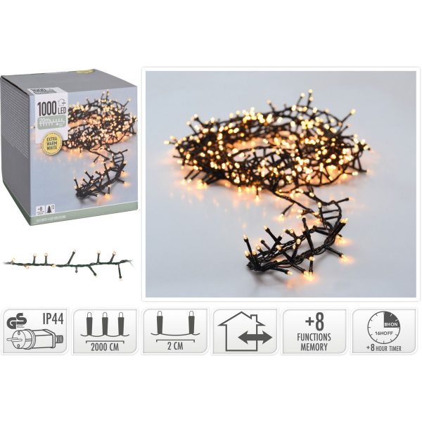 ΦΩΤΑΚΙΑ SNAKE 1000 LED EXTRA WARM WHITE ,17,00 ΜΕΤΡΑ  IP 44  ΛΑΜΠΑ 5 mm ADAPTOR 8 ΛΕΙΤΟΥΡΓΙΕΣ CONTROLLER TIMER, 3 ΜΕΤΡΑ