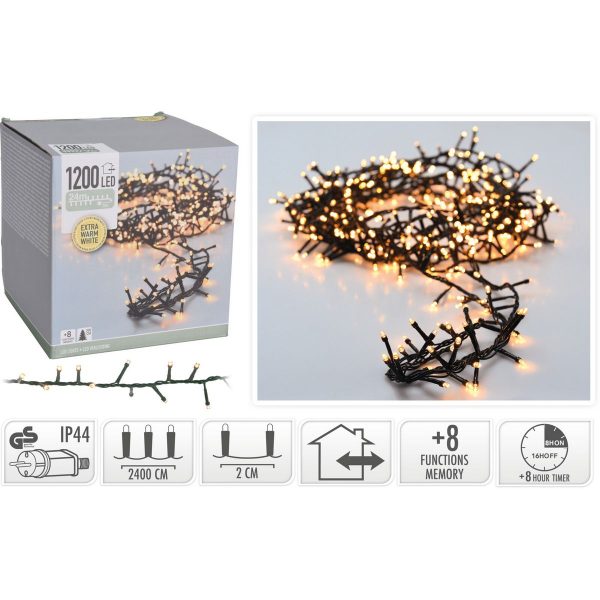ΦΩΤΑΚΙΑ SNAKE 1200 LED EXTRA WARM WHITE , 21,00 ΜΕΤΡΑ  IP 44  ΛΑΜΠΑ 5 mm ADAPTOR 8 ΛΕΙΤΟΥΡΓΙΕΣ CONTROLLER TIMER, 3 ΜΕΤΡΑ