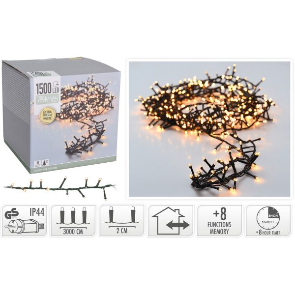 ΦΩΤΑΚΙΑ SNAKE 1500 LED EXTRA WARM WHITE , 27,00 ΜΕΤΡΑ  IP 44  ΛΑΜΠΑ 5 mm ADAPTOR 8 ΛΕΙΤΟΥΡΓΙΕΣ CONTROLLER TIMER, 3 ΜΕΤΡΑ