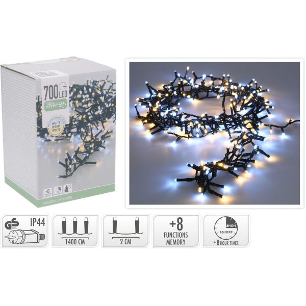 ΦΩΤΑΚΙΑ SNAKE 700 LED  WARM WHITE , 11,00 ΜΕΤΡΑ  IP 44  ΛΑΜΠΑ 5 mmADAPTOR 8 ΛΕΙΤΟΥΡΓΙΕΣ CONTROLLER TIMER, 3 ΜΕΤΡΑ ΠΡΑΣΙΝ