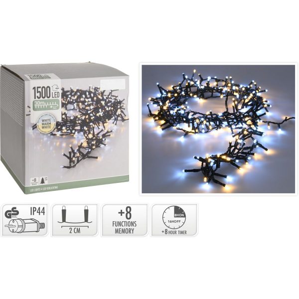 ΦΩΤΑΚΙΑ SNAKE 1500 LED  WARM WHITE , 27,00 ΜΕΤΡΑ  IP 44  ΛΑΜΠΑ 5 mm ADAPTOR 8 ΛΕΙΤΟΥΡΓΙΕΣ CONTROLLER TIMER, 3 ΜΕΤΡΑ ΠΡΑΣ