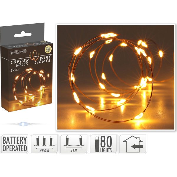ΦΩΤΑΚΙΑ LED ΧΑΛΚΙΝΟ ΣΥΡΜΑ 80 EXTRA WARM WHITE MICRO LED 10 cm BATTERY ,INDOOR USE