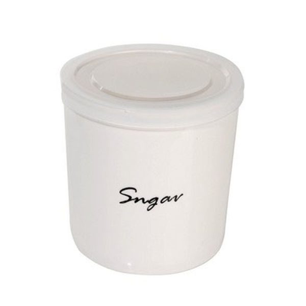 ΔΟΧΕΙΟ ΑΠΟΘΗΚΕΥΣΗΣ 12X12X12 CM "SUGAR" ΑΣΠΡΗ ΠΟΡΣΕΛΑΝΗ ΜΕ ΠΛΑΣΤΙΚΟ ΚΑΠΑΚΙ