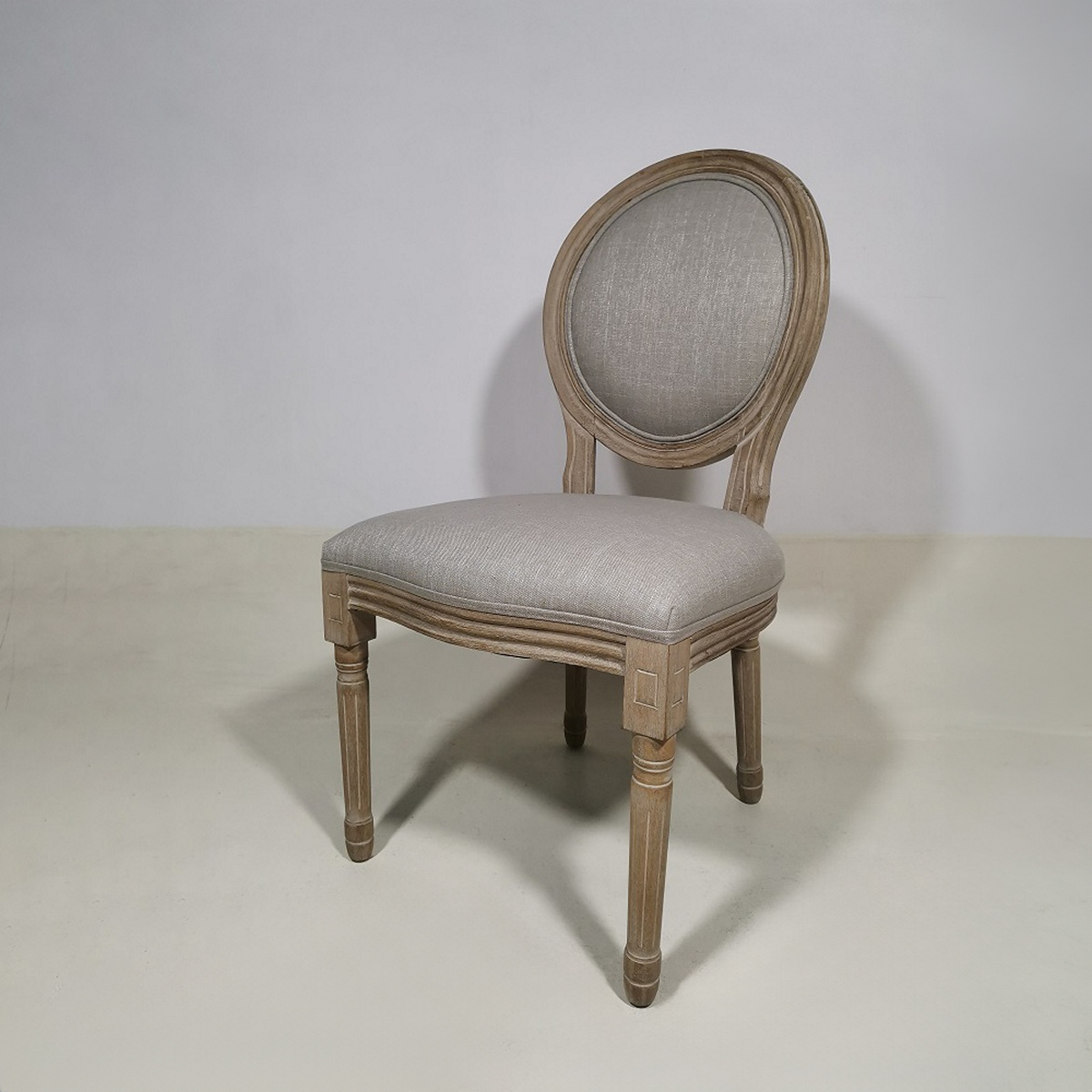ΚΑΡΕΚΛΑ LOUIS RUBBER WOOD ANT.GREY COTTON LINEN DK BEIGE 25026 W51xD53xH48/99CM