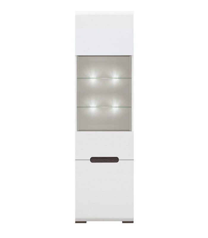 NEW YORK 014 ΒΙΤΡΙΝΑ ΣΤΗΛΗ ΛΕΥΚΟ ΓΥΑΛΙΣΤΕΡΟ / WENGE MAGIC ΜΕ ΦΩΤΙΣΜΟ 60/210/41cm ΜΕΛΑΜΙΝΗ (ΠΕΡΙΛΑΜΒΑΝΕΤΑΙ ΟΔΗΓΟΣ ΣΥΝΑΡΜΟΛΟΓΗΣΗΣ)