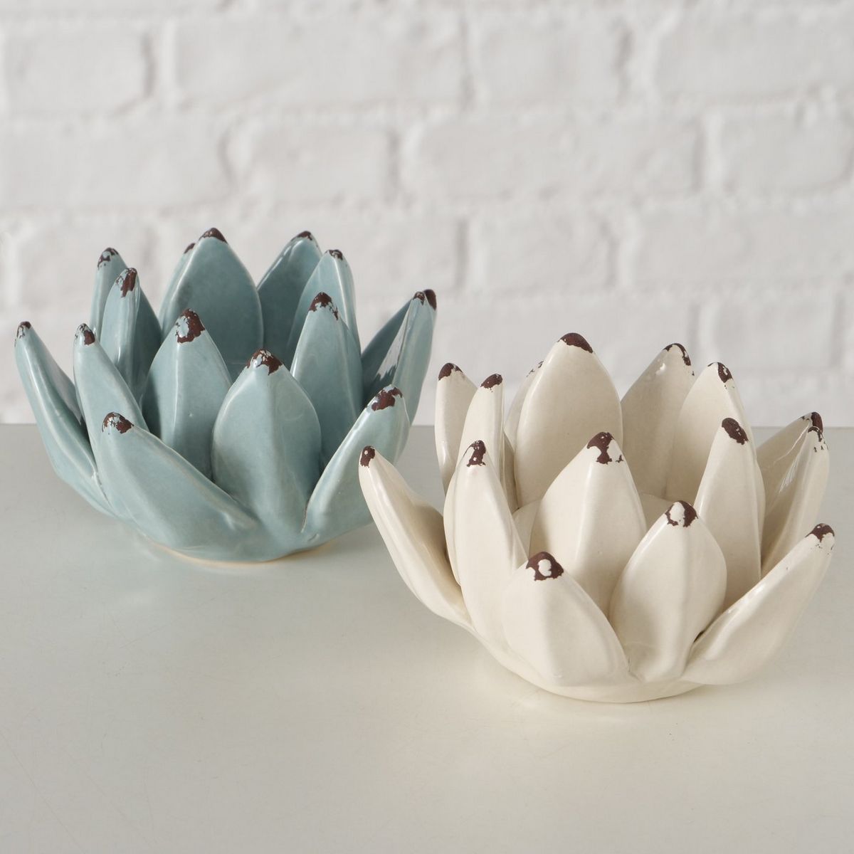 ΚΗΡΟΠΗΓΙΟ 2/ass ΑΝΘΟΣ ΛΟΤΟΣ Lotus ΠΡΑΣΙΝΟ ΛΕΥΚΟ H6cm D10cm ΚΕΡΑΜΙΚΟ