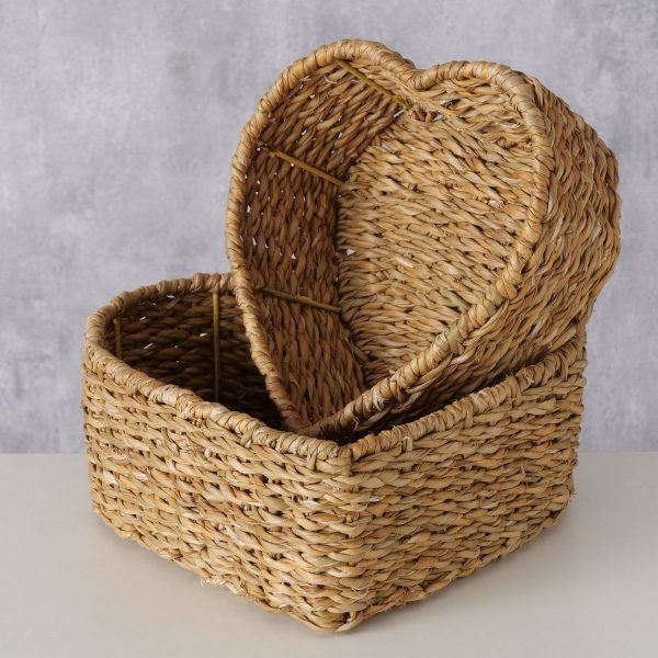 ΚΑΛΑΘΙ ΚΑΡΔΙΑ Set/2 LOVE 21Χ21Χ9cm 26Χ26Χ10cm ΦΥΣΙΚΟ Seagrass