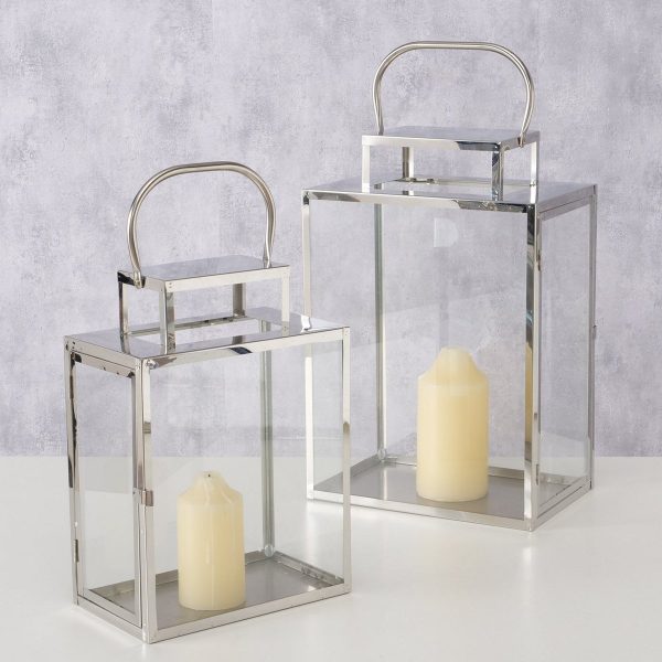ΦΑΝΑΡΙ Set/2 Jalena Indoor 25x15x35cm 30x20x45cm stainless steel ΑΣΗΜΙ