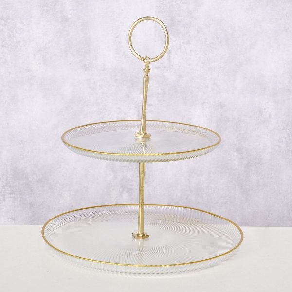 ΤΟΥΡΤΙΕΡΑ ΔΙΠΛΗ Mirol H25cm D22cm ΓΥΑΛΙ ΔΙΑΦΑΝΕΣ ΧΡΥΣΗ ΡΙΓΑ ΜΕΤΑΛΛΟ ΧΡΥΣΟ
