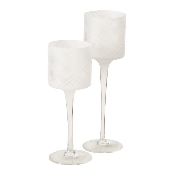 ΚΗΡΟΠΗΓΙΟ SET/2 Carvo ΜΕ ΠΟΔΙ D 9 -9 cm H 25-30 cm ΜΑΤ ΠΑΓΩΜΕΝΟ ΛΕΥΚΟ ΓΥΑΛΙ