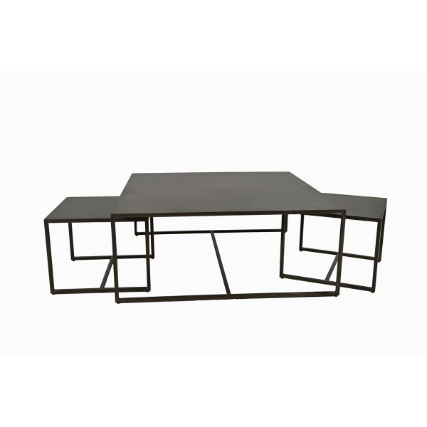 ΤΡΑΠΕΖΙ ΣΑΛΟΝΙΟΥ set/3 ΜΕΤΑΛΛΙΚΟ 120X120X4055X55X35cm