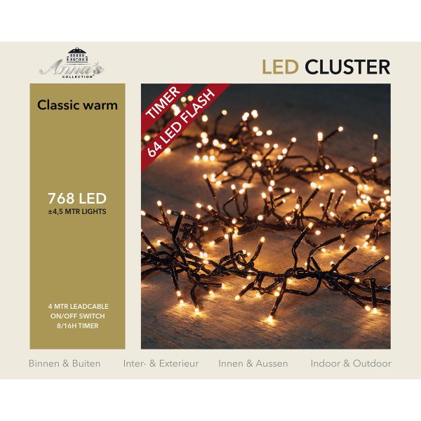 ΦΩΤΑΚΙΑ 768 LED CLUSTER TIMER (64 FLASHING) ΚΛΑΣΣΙΚΟ ΘΕΡΜΟ (4,5M)